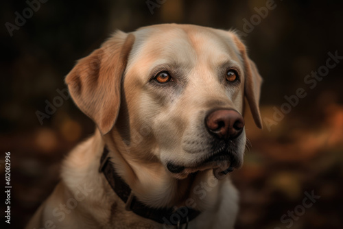 Portrait of a dog of the Labrador Retriever breed close-up, generative ai