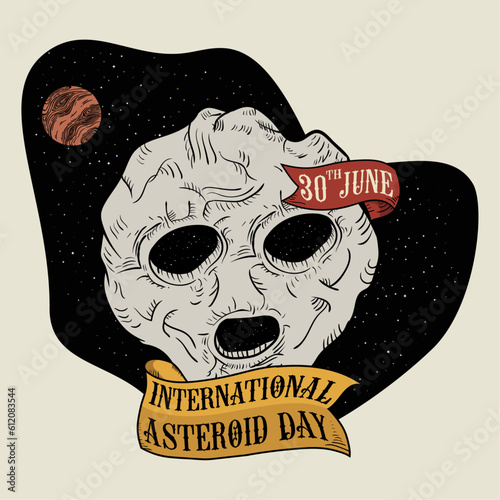 skull and crossbones, Capture the essence of space and science with our classic Asteroid Day graphic template