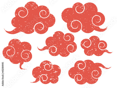 中華風の雲のイラスト　スタンプ　篆刻