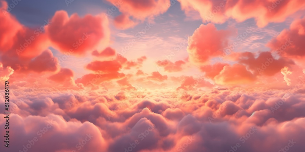 Pink red clouds on sky background, generative ai Stock Illustration ...