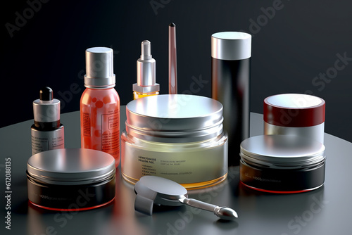 Mock up display for cosmetics, make up, fragrance and skincare concept, beauty and health sector