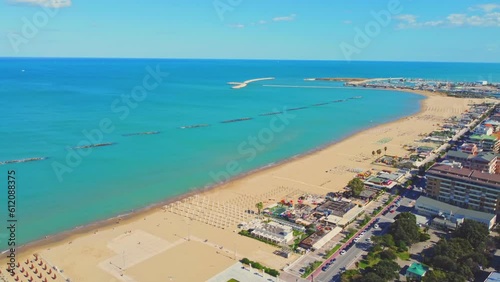 Aerial view Pescara city, Italy, Europe. Beach and sea. Summer travel