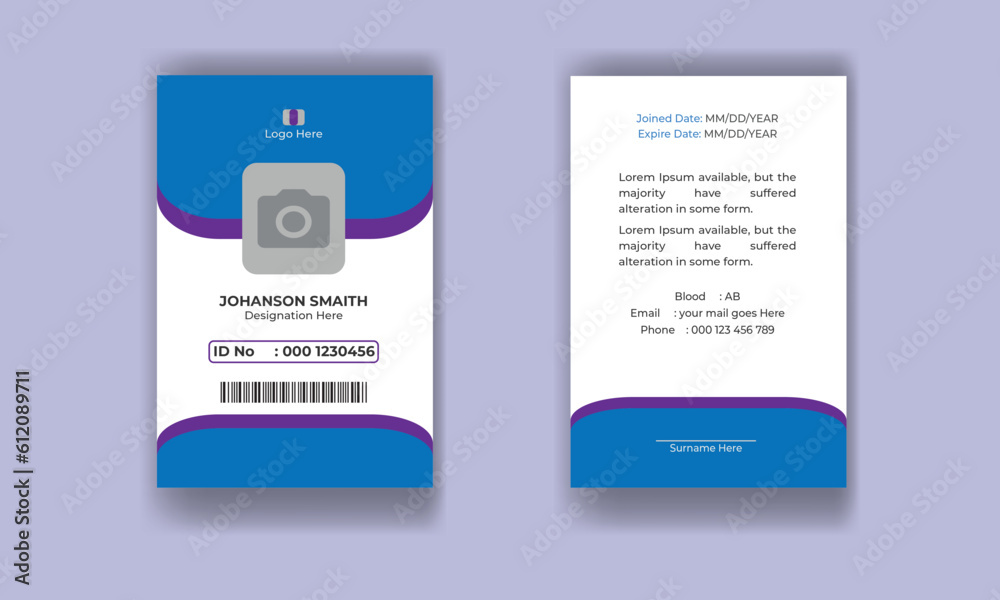 Obraz premium design, Blue Chevron ID Card Layout 