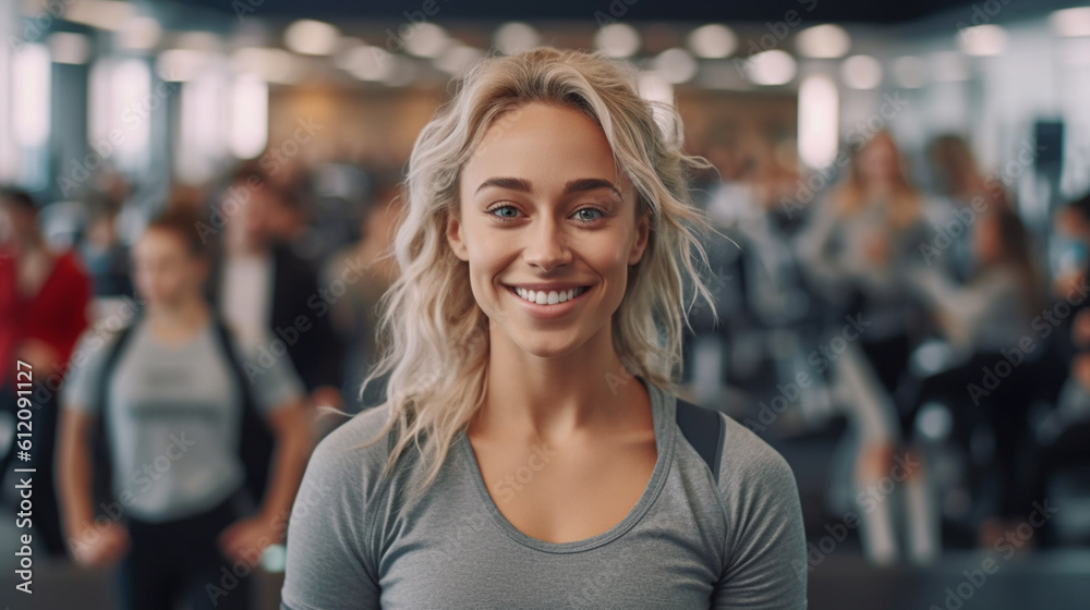 in gym, young adult woman in gym, young adult woman
