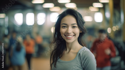 in gym, young adult woman