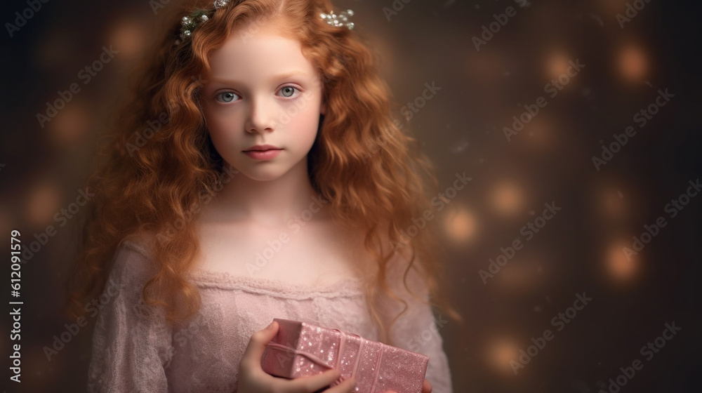 young child kid, with a christmas present, christmas eve, anticipation and christmas mood young child kid, with a christmas present, christmas eve, anticipation and christmas mood