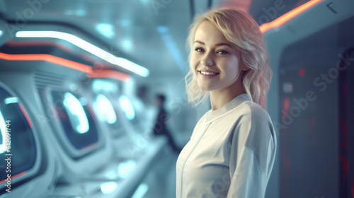 young adult woman in futuri...