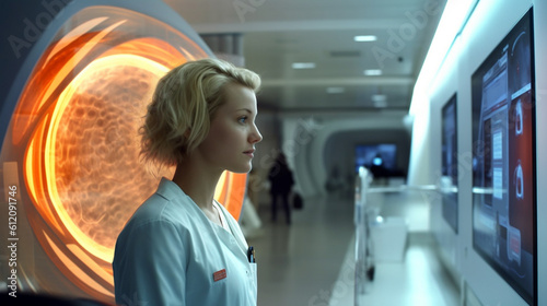 young adult woman in futuri...