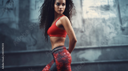 sporty young adult woman, attractive, slim athletic toned body, fictional location, sportswear