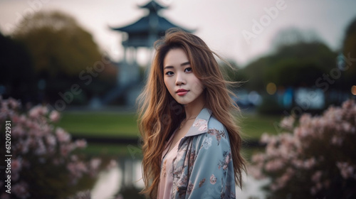 young adult asian woman wea...