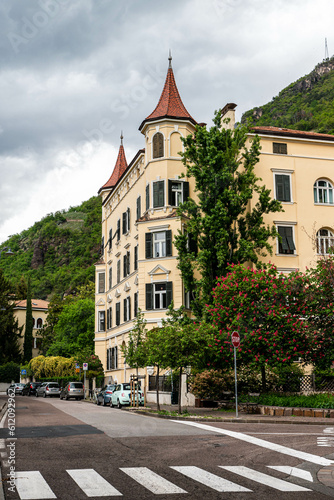 View of a house facade in the city of Bolzano