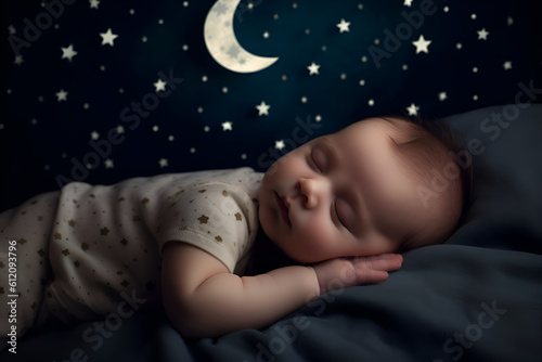 The baby is sleeping, cozy sleep under the stars and the moon, Generative AI  2
