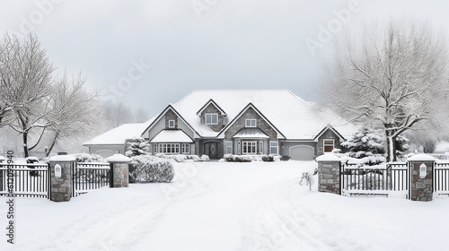 detached house in the country, living in a rural area, dreamlike living in your own home, off the beaten track in the country, country life, winter and snow, dreamlike winter day © wetzkaz