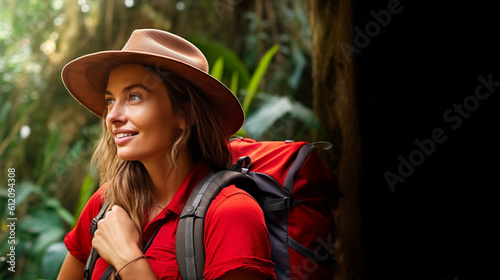 young adult woman in tropic...