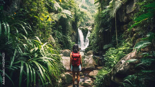 young adult woman in tropic...