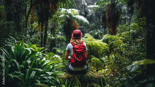 young adult woman in tropic...