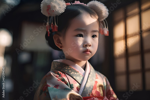 A little Chinese girl in a kimono, Generative AI 1