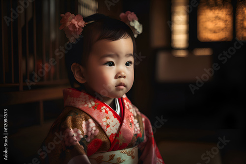 A little Chinese girl in a kimono, Generative AI 3