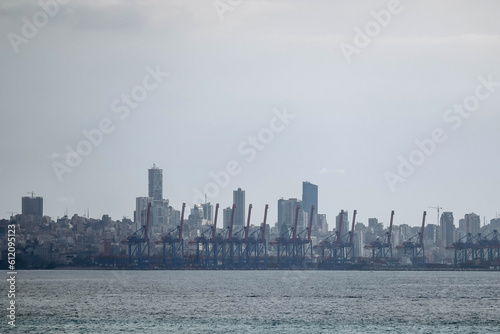 Skyline view of Beirut from the promenade near the sea