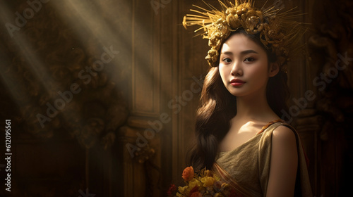 young adult woman with head...