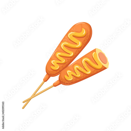 Vector illustration of two corn dog