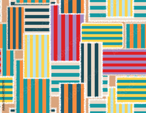 Colourful summer Towel Mix Stripe seamless pattern Vacation Vector illustration