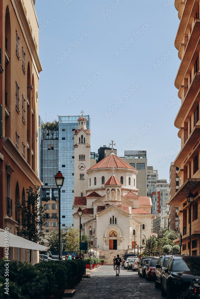 Beirut, Lebanon — 24.04.2023: Armenian Church Gregorios And Saint Elias, located in downtown Beirut.