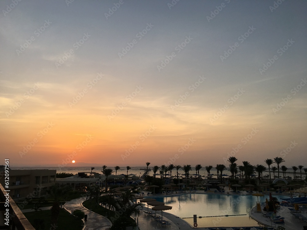 Sunrise over the Red Sea horizon in Sharm El Sheikh