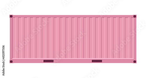 Pink shipping cargo container for transportation. Vector illustration in flat style. Isolated on white background.	