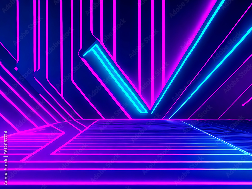 3D Render and Abstract Minimal Neon Background 3D Render and Abstract Minimal Neon Background