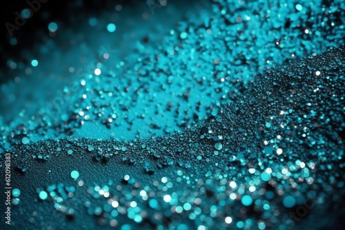 Background filled with shiny blue glitter. Glitter background. Generative AI