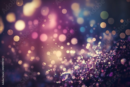 Background filled with shiny color bokeh. Bokeh background. Generative AI