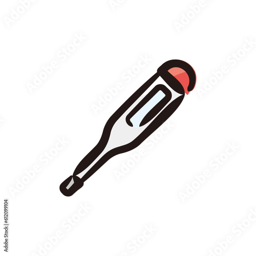 Medical thermometer - Infectious disease and medical icon/illustration (Hand-drawn line, colored version)