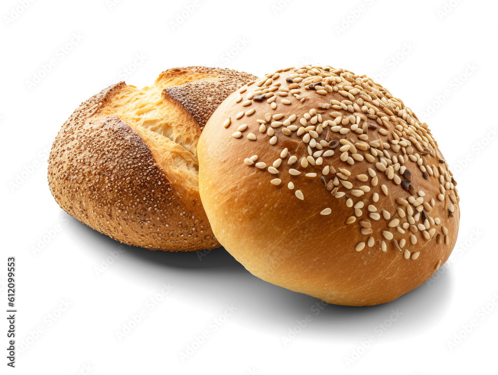 Plain kaiser rolls isolated on transparent or white background, png Plain kaiser rolls isolated on transparent or white background, png
