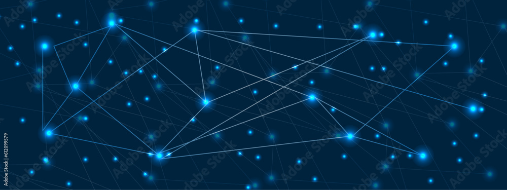 Abstract blue lines and dots connections pattern, social network ...