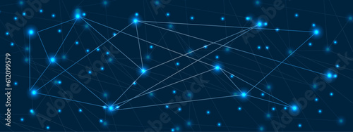 Abstract blue lines and dots connections pattern, social network communication, technology curve line background. Design used for technology, science, banner, template, business and many more.