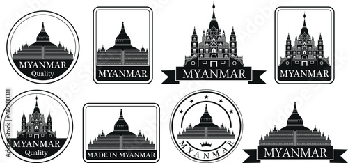 Myanmar set. Isolated Myanmar on white background