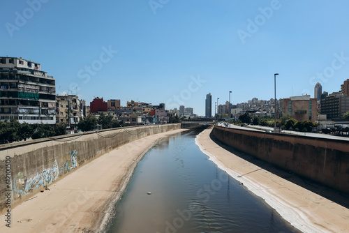 Beirut, Lebanon — 24.04.2023: The Beirut River in the city of the same name, which flows into the Mediterranean Sea © Andrei Antipov