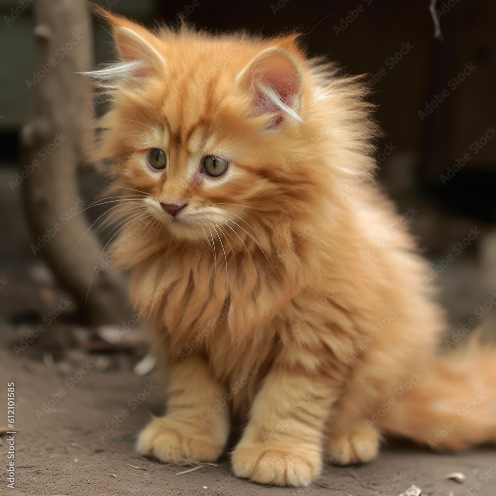 one red Maine Coon kitten generative ai
