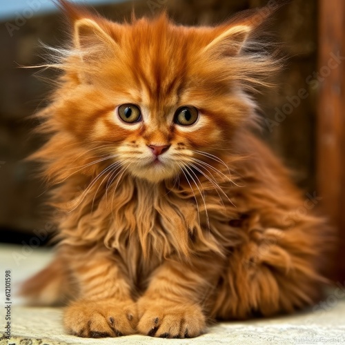 one red Maine Coon kitten generative ai