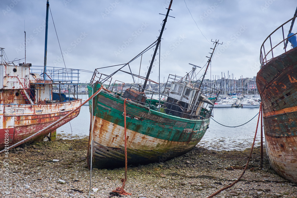 old fishing boats in the harbor old fishing boats in the harbor