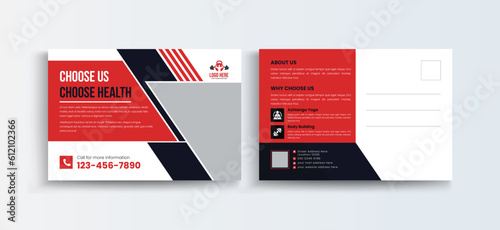 Fitness gym Post Card Design Template, Sports Postcard Template, Vector Template, Professional Business Postcard Design, Event Card Design, Invitation Design, Direct Mail EDDM Template.