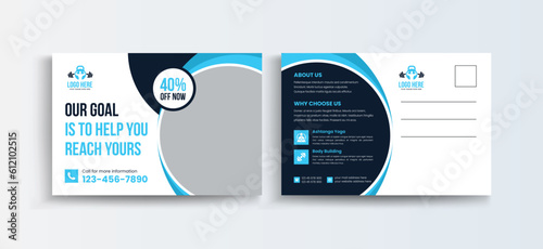 Professional Business Postcard, Creative Fitness Post Card Design Template, Postcard Template, Vector Template, Event Card layout, Invitation card, Direct Mail EDDM template. Gym postcard design.