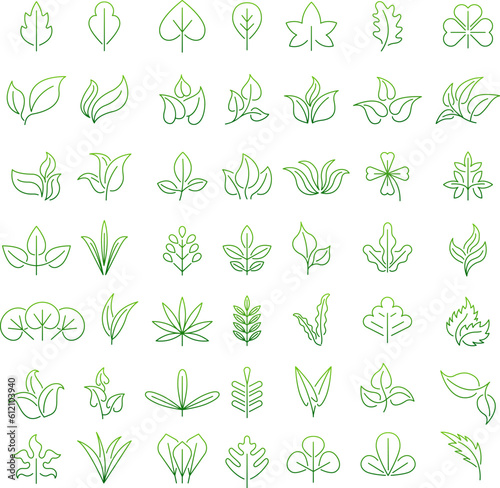 Leaf icon. Autumn or garden symbols stylized leaf pictures recent vector outline icons