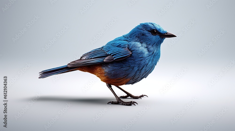 blue bird in cage flaying 