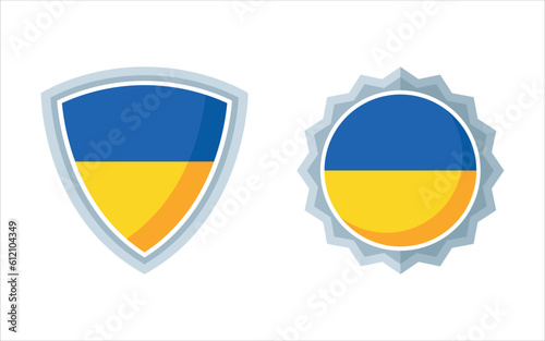 A set of two Ukrainian badges. Design element. Vector illustration