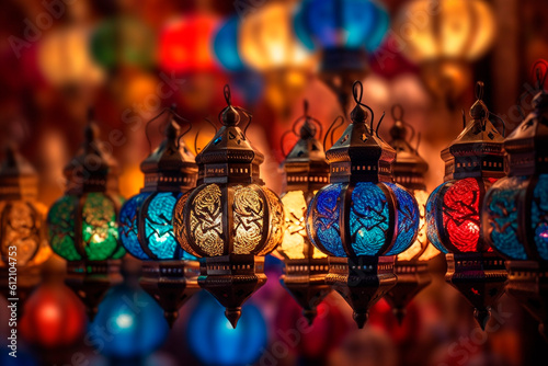 Arabic lanterns, oil lamp, symbolizing tradition and celebration, Generative AI © israel