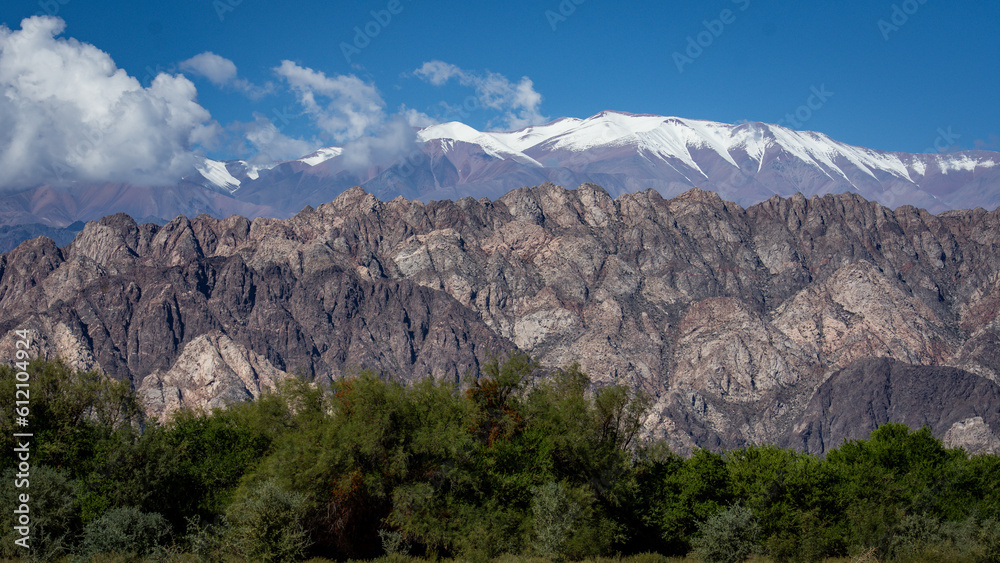 beautiful snowy mountain scenery in argentina