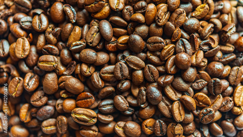 Lots of coffee beans, close-up.