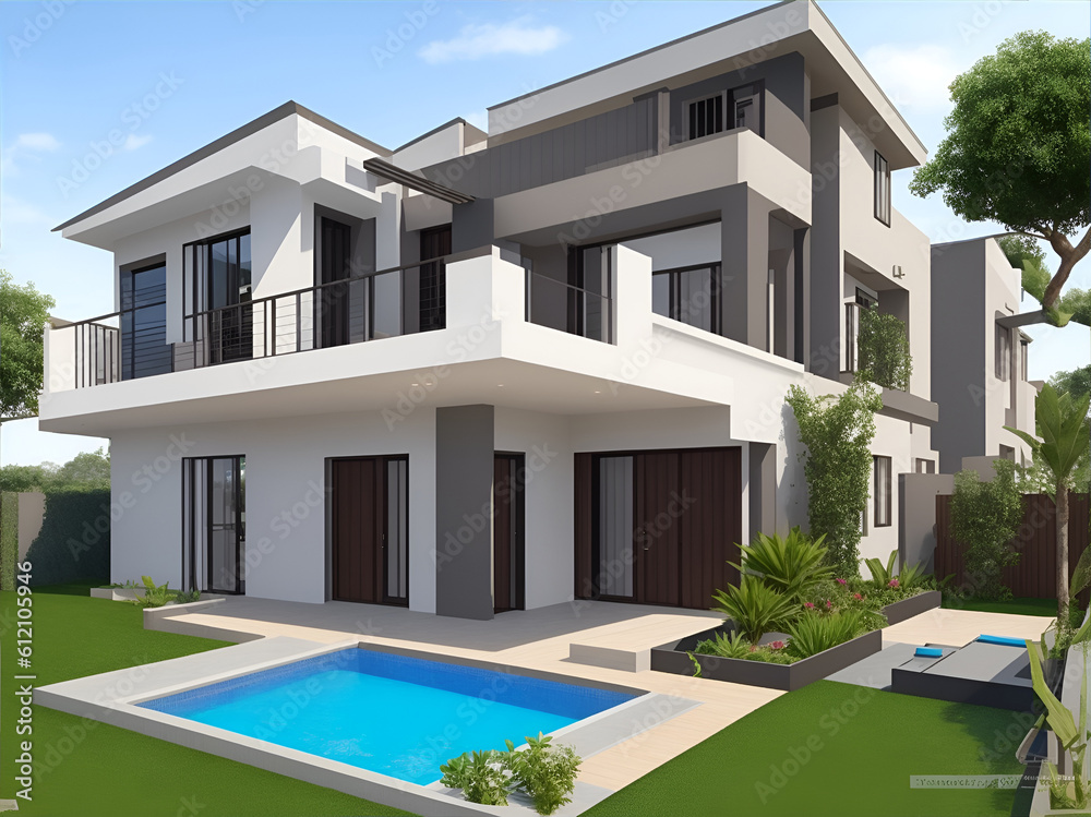 Modern minimalistic style house. AI genrated illustration